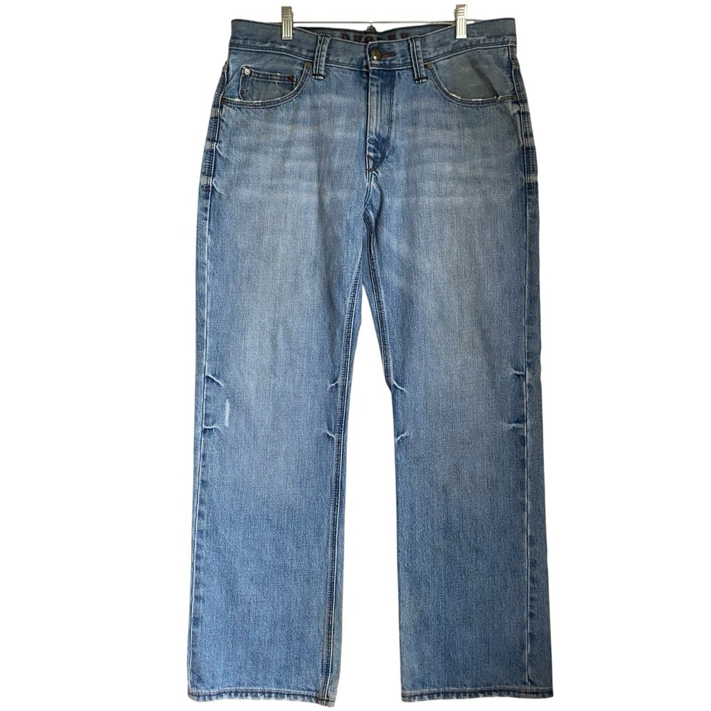 Vintage Decree Straight Fit Jeans Men 34x31 Blue Low Rise Distressed Cowboy